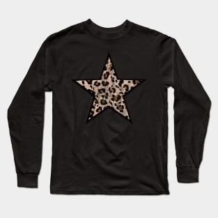 Distressed Leopard Print Star Long Sleeve T-Shirt